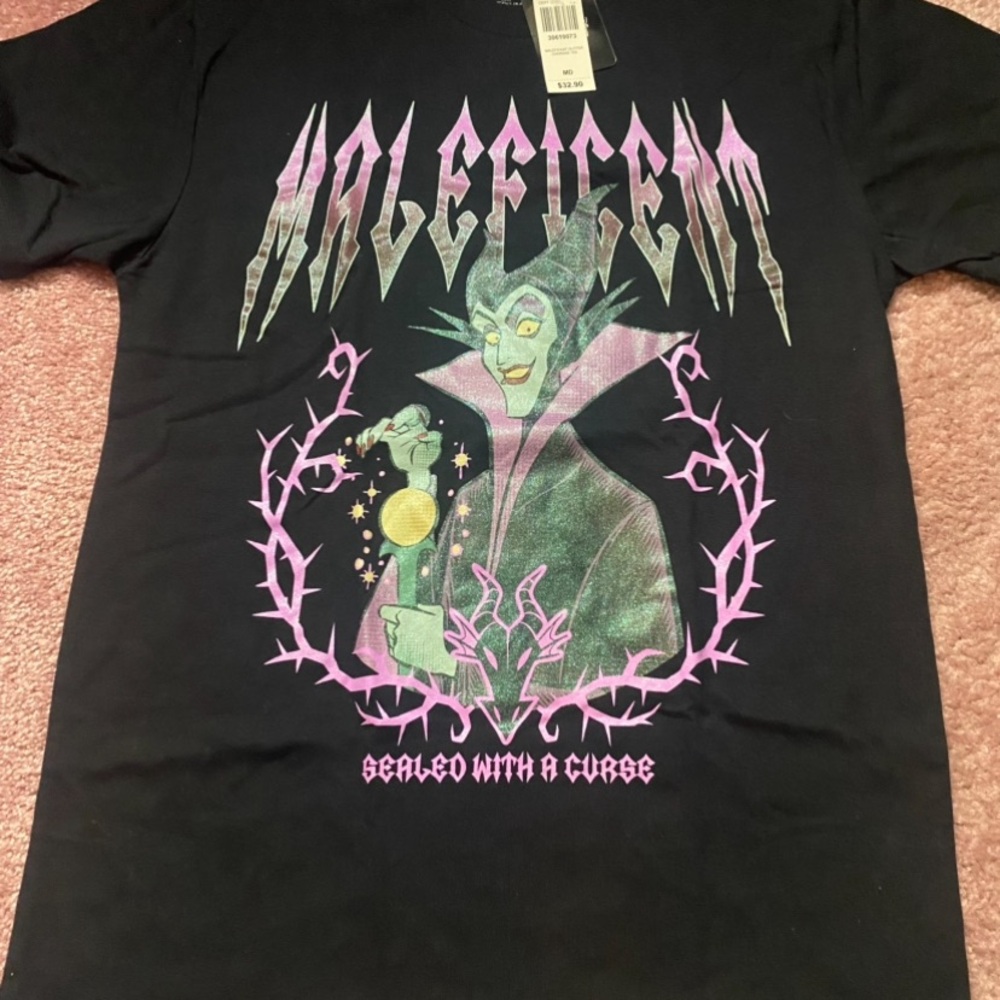 Disney Maleficent Glitter Portrait T-Shirt BoxLunch Exclusive Medium NWT